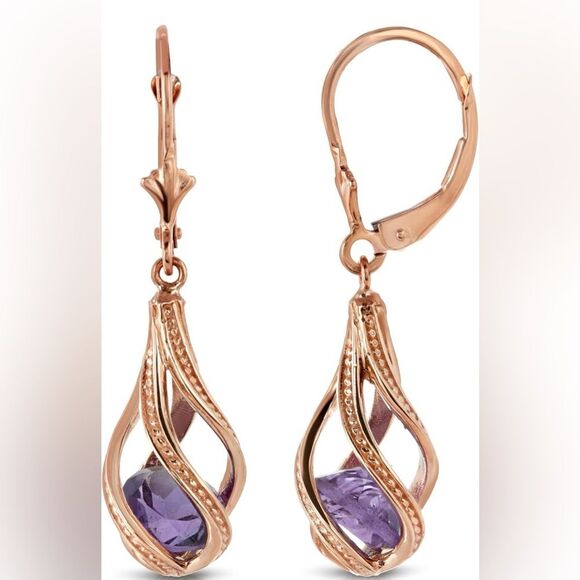 Natural Purple Amethyst Lever-back Earrings - Picture 1 of 7